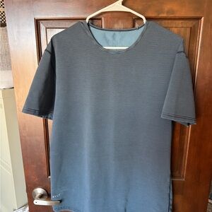 BYLT Basics Slate Blue Short Sleeve Crewneck Tee - Subtle Stripe